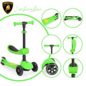 Lamborghini 2IN1 ráülős roller ZÖLD