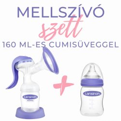   Lansinoh 2 fázisú kézi mellszívó + 160 ml cumisüveggel szettben