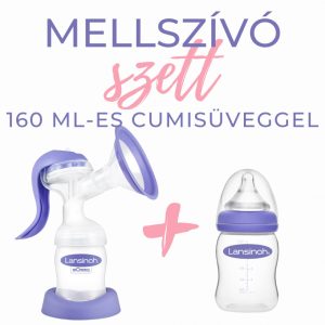 Lansinoh 2 fázisú kézi mellszívó + 160 ml cumisüveggel szettben