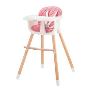 Kinderkraft Sienna 2in1 etetőszék fa lábbal - Pink